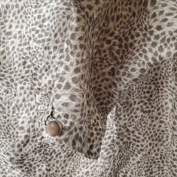 Vintage Carlisle Elegant Womens Leopard Print Silk Blouse Size 8 Long Sleeve - Picture 7 of 7